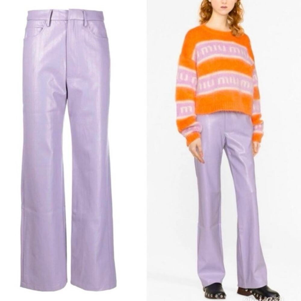 Rotate Birger Christiensen Faux Vegan‎ Leather Pants Purple Size 6 New Y2K
